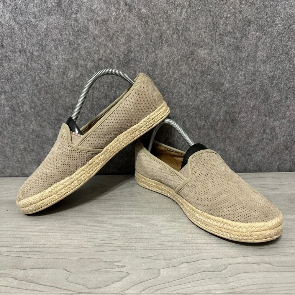 Clarks Azella Theoni Perforated Suede‎ Espadrille Slip On Shoes Taupe Womens 9